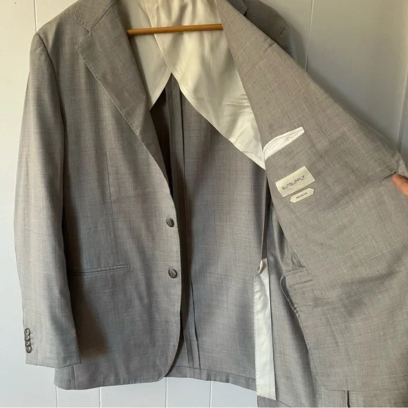Suitsupply Light Grey Blazer Jacket Havana S140s Wool Carlo Barbera Italy Slim - Picture 11 of 15